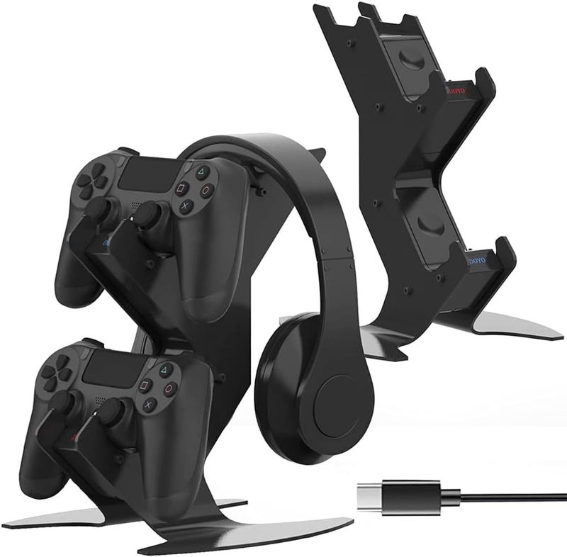DOYO PS4 Controller Charger Dock Station, USB PS4 Controller Charging Dock, Charging Station with Fast-Charging Port and LED Indicators for PlayStation 4, Slim, and Pro Controllers - Image 1